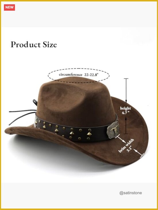 Wide Brim Faux Suede Cowboy Hat Unisex with Shapeable Brim main image 7
